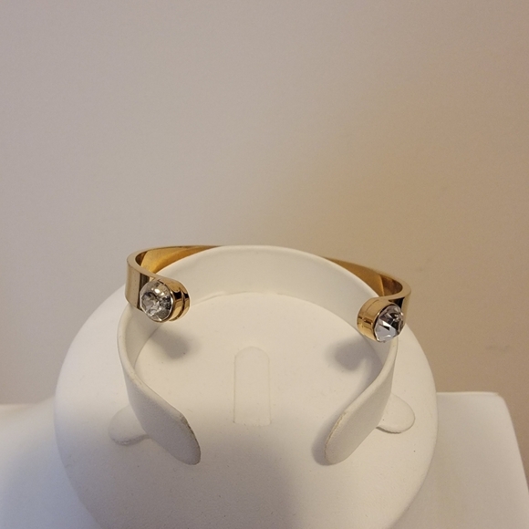 Good As Gold Cuff Bracelet Gold Tone Crystal Ends Spade Mark - Picture 7 of 10